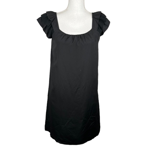 LOFT Ann Taylor Black Boho Ruffle Sleeve Midi Dress Size 2 - Picture 1 of 5